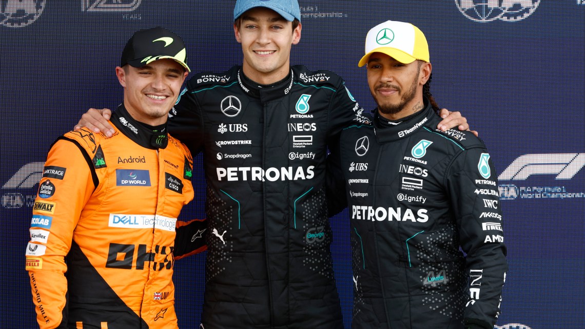 George Russell leads British 1-2-3 after securing pole position