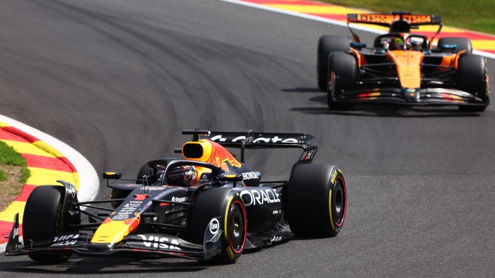 Max Verstappen defends off McLarens to win F1 Belgian GP sprint